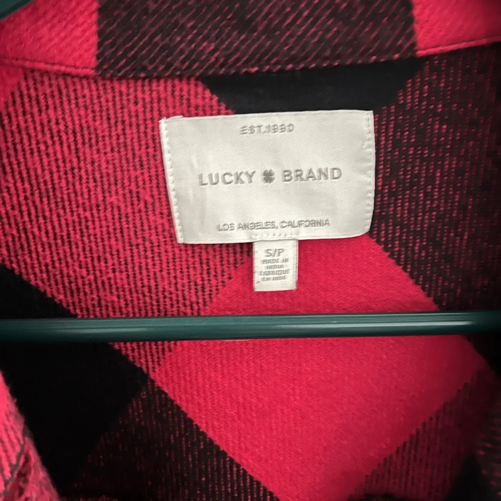 LUCKY brand oversized plaid shirt jacket buffalo red size S